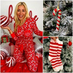 Jordann Jammies Monogram Candy Cane Pajama Set | 2XL